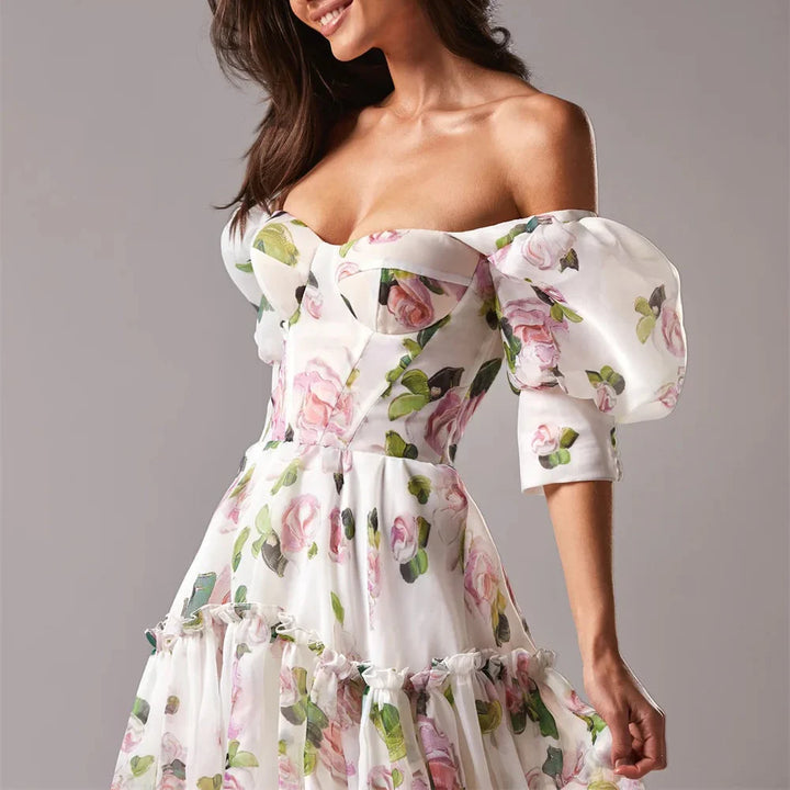 Diana - Elegant Floral Print Evening Gown for Formal Events