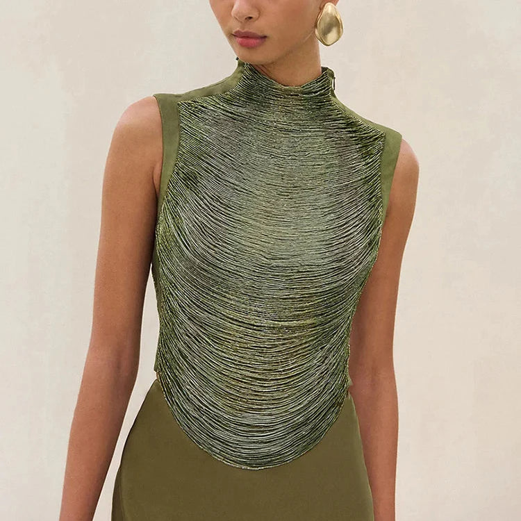 Cassie - Elegant Sleeveless Top and Slim Green Skirt