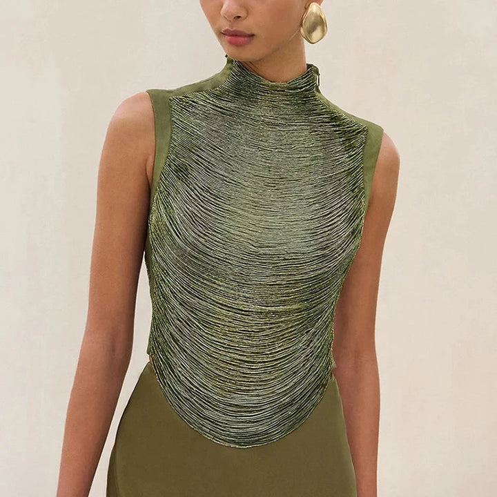 Cassie - Elegant Sleeveless Top and Slim Green Skirt