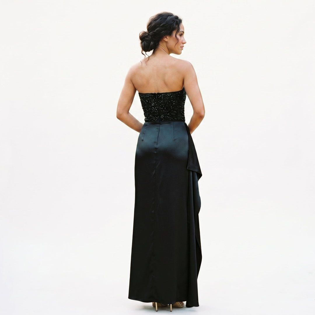 Elegant Beaded Corset Evening Maxi Dress