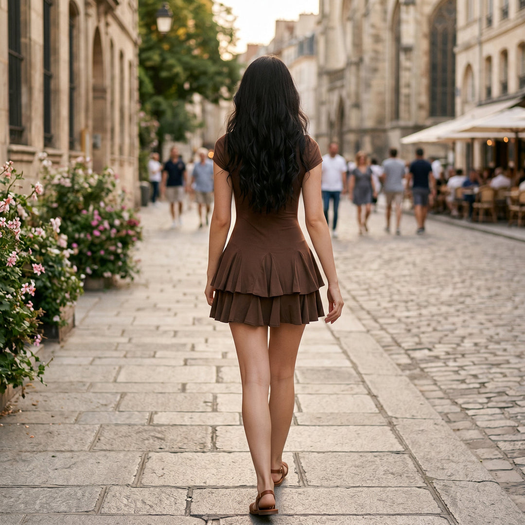 Elena - Elegant Summer Mini Dress with Peplum