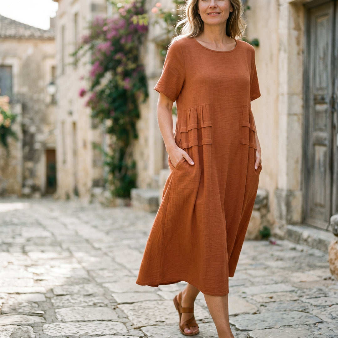 Eliza - Elegant Midi Dress for Women with Pockets