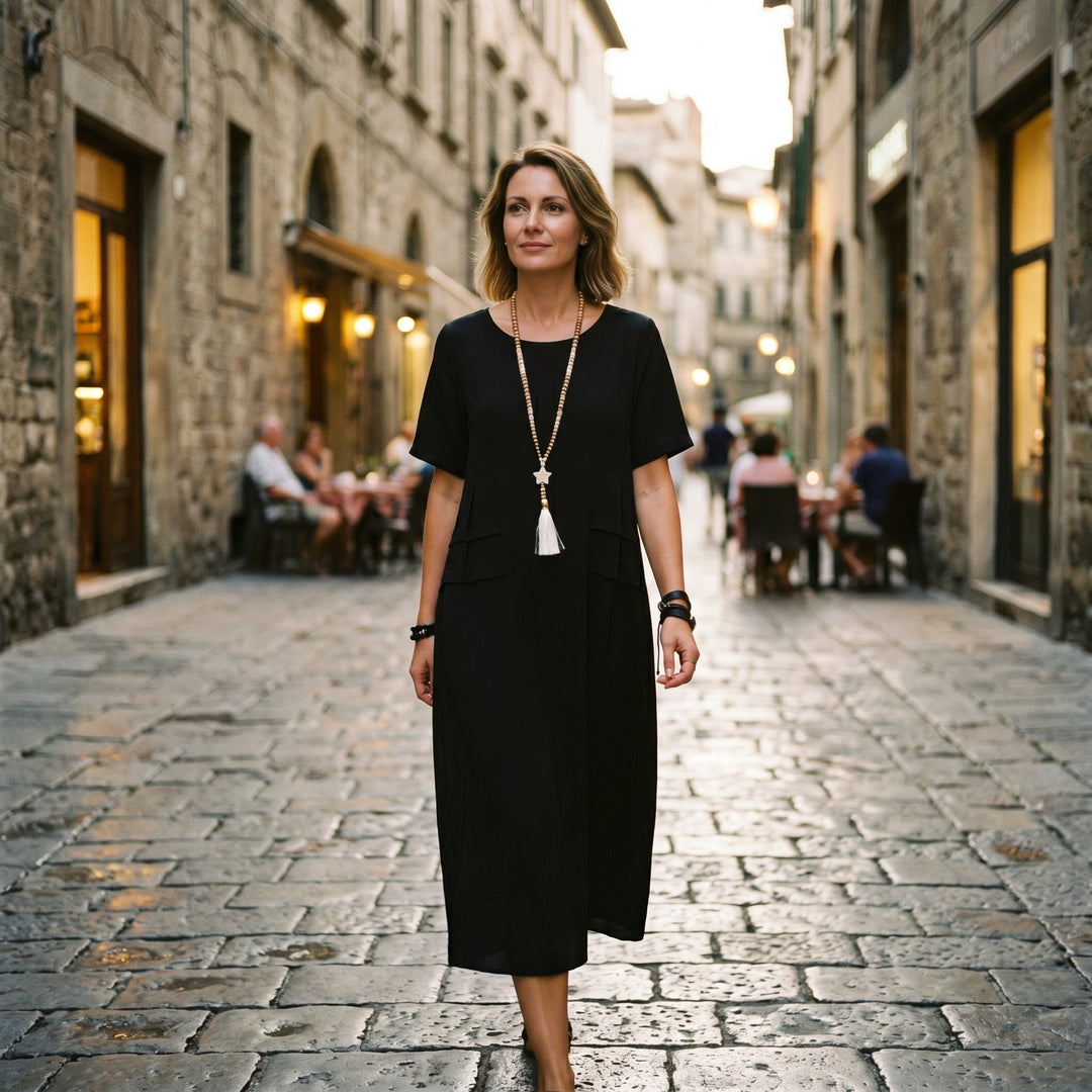 Eliza - Elegant Midi Dress for Women with Pockets