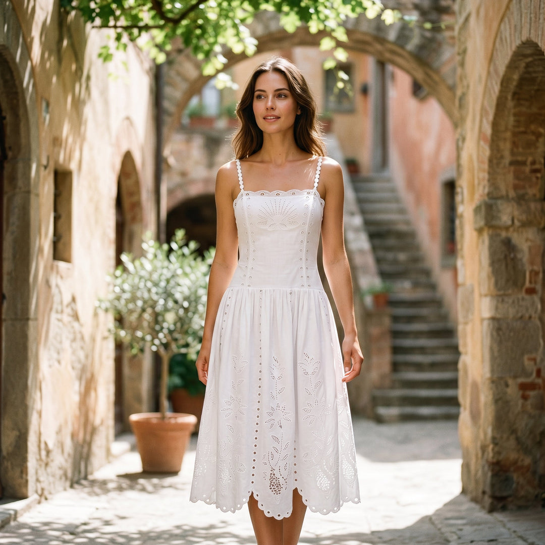 Elegant White Midi Dress for Women