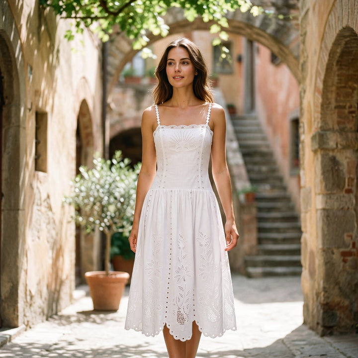 Elegant White Midi Dress for Women
