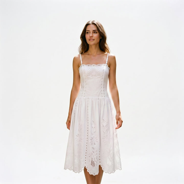 Elegant White Midi Dress for Women