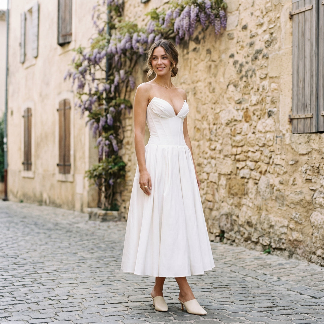 Elegant White Midi Dress for Special Events