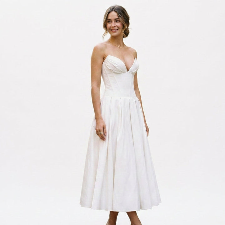 Elegant White Midi Dress for Special Events