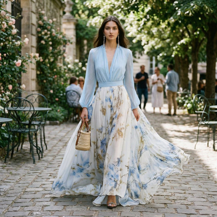 Floral Maxi Dress for Women - Elegant Long Dress in Plus Size Options