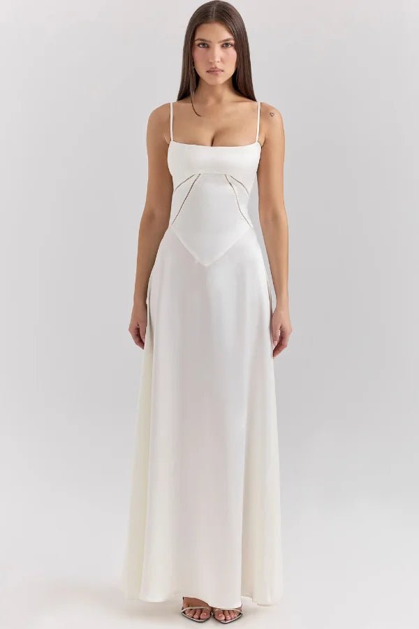 Elegant White Corset Maxi Dress for Women