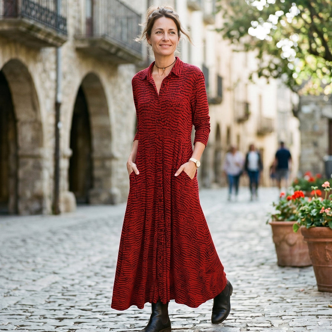 Georgia - Relaxed V-Neck Maxi Dress for Women
