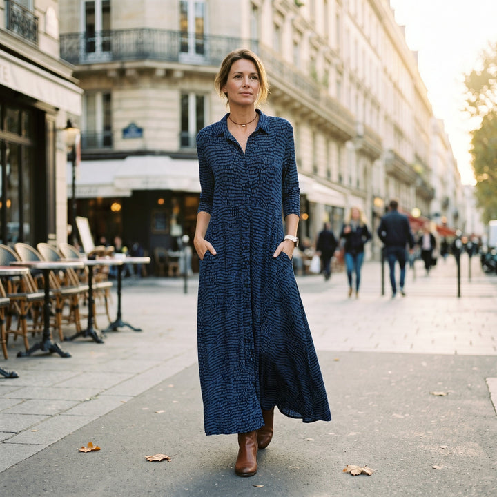 Georgia - Relaxed V-Neck Maxi Dress for Women