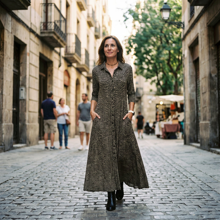 Georgia - Relaxed V-Neck Maxi Dress for Women