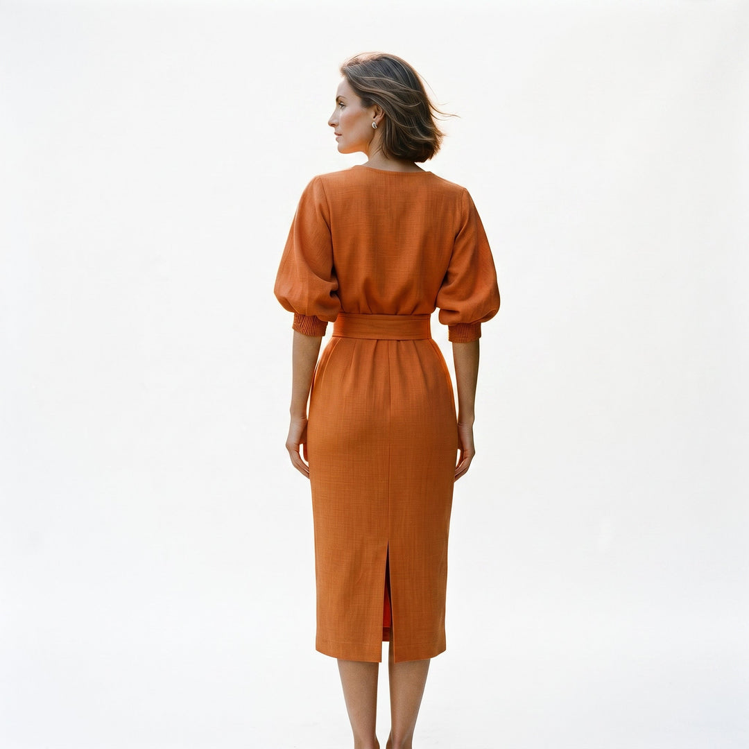 Grace - Bold Orange Midi Skirt And Top Set