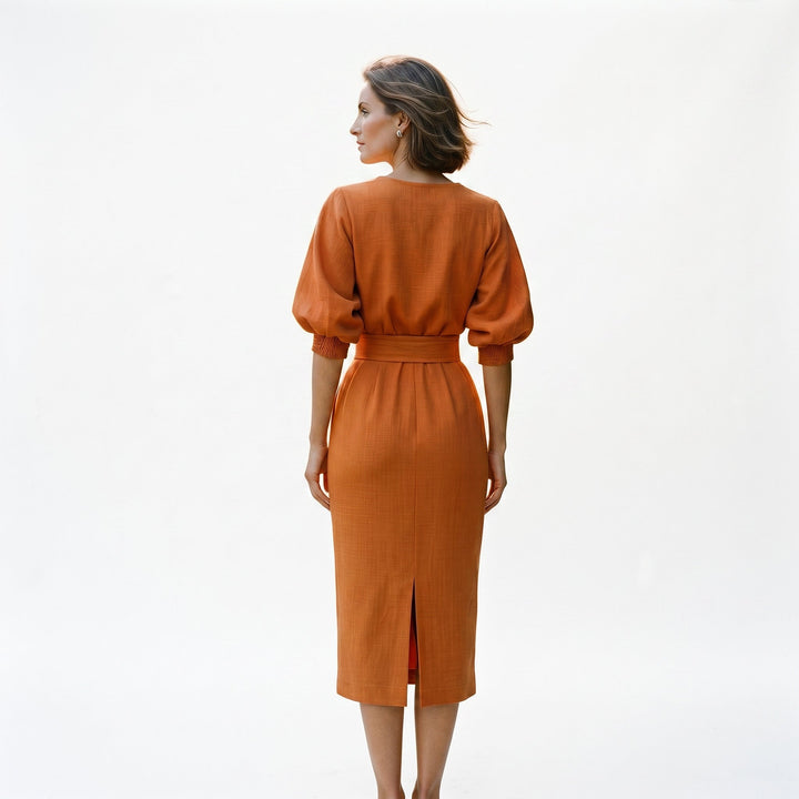 Grace - Bold Orange Midi Skirt And Top Set
