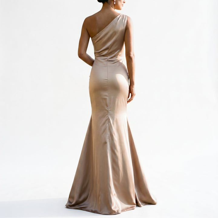 Julia - Elegant One-Shoulder Satin Gown for Wedding Guests and Formal Events