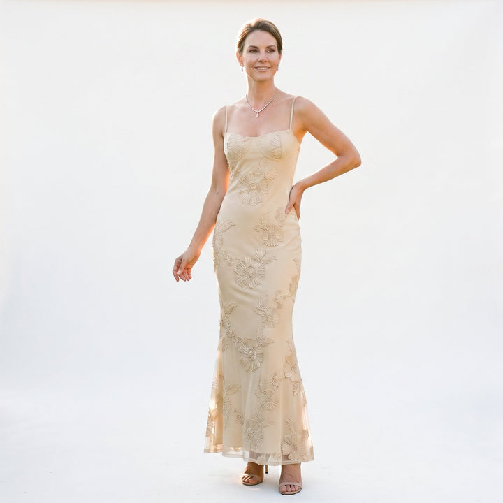 Floral Jacquard Corset Maxi Dress