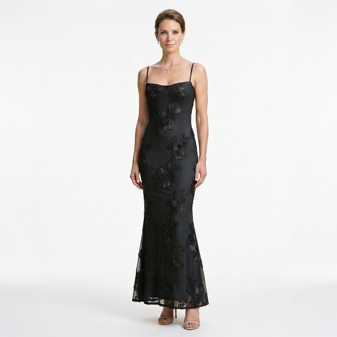 Floral Jacquard Corset Maxi Dress