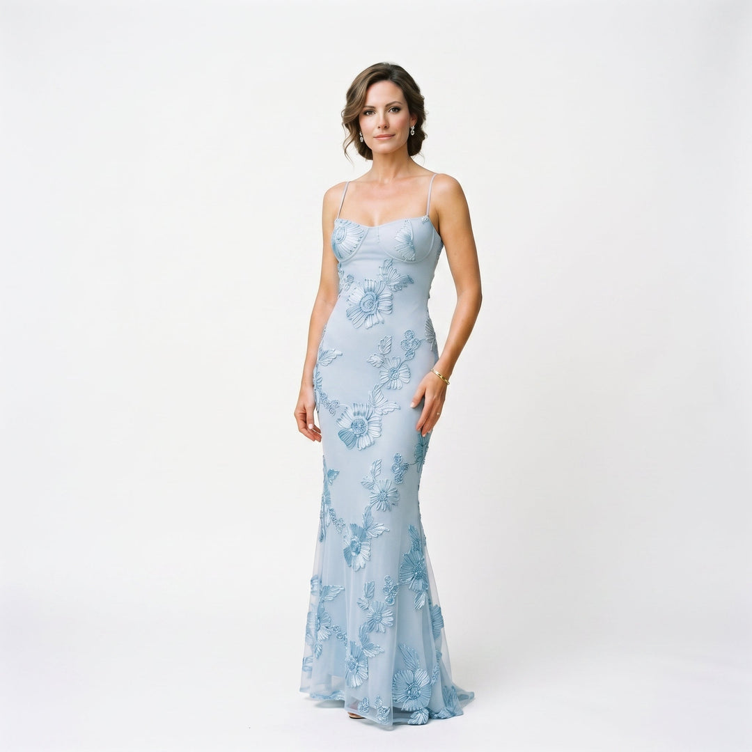 Floral Jacquard Corset Maxi Dress