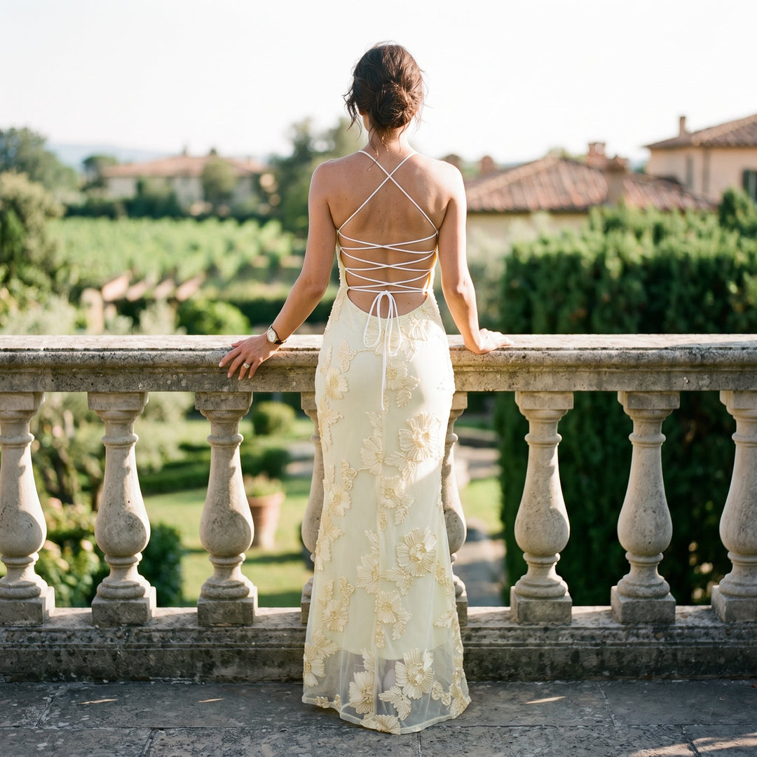 Floral Jacquard Corset Maxi Dress