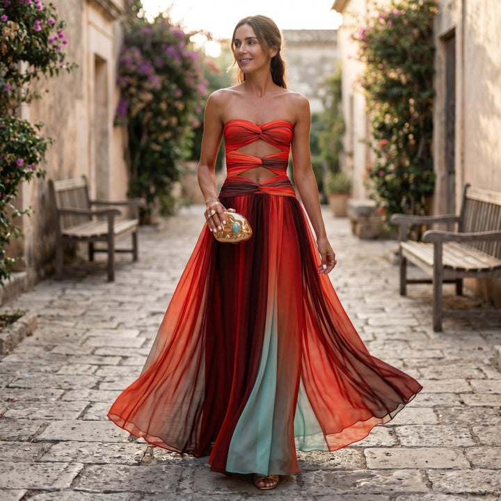 Luciana - Elegant Strapless Maxi Dress for Women