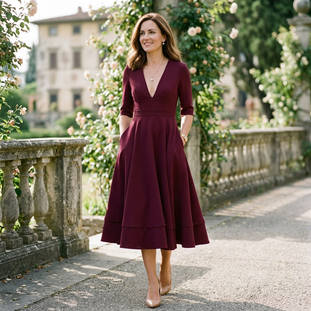 Lydia - Elegant White Midi Dress for Timeless Style