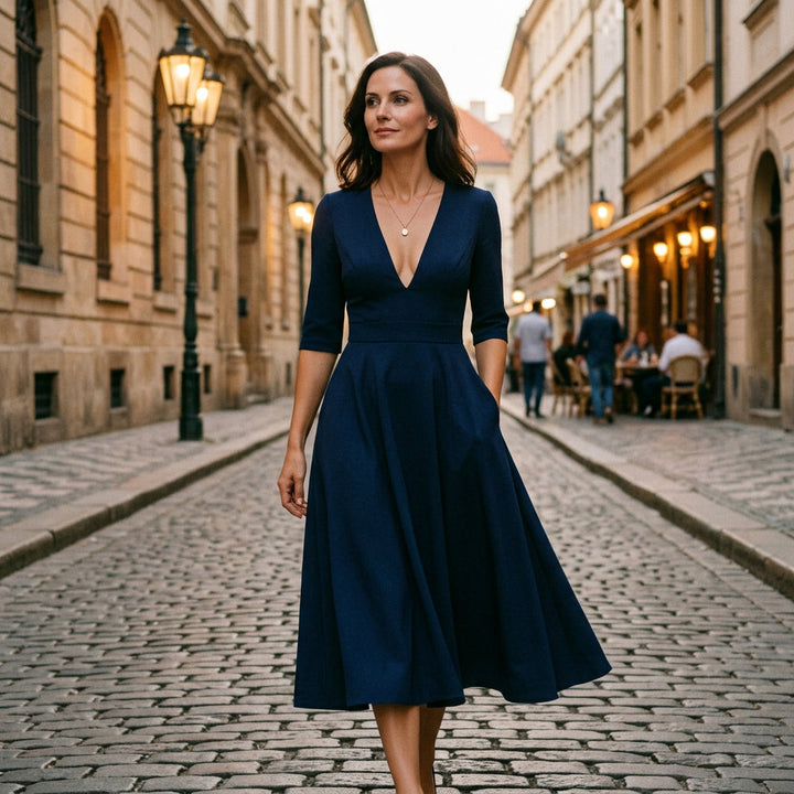 Lydia - Elegant White Midi Dress for Timeless Style