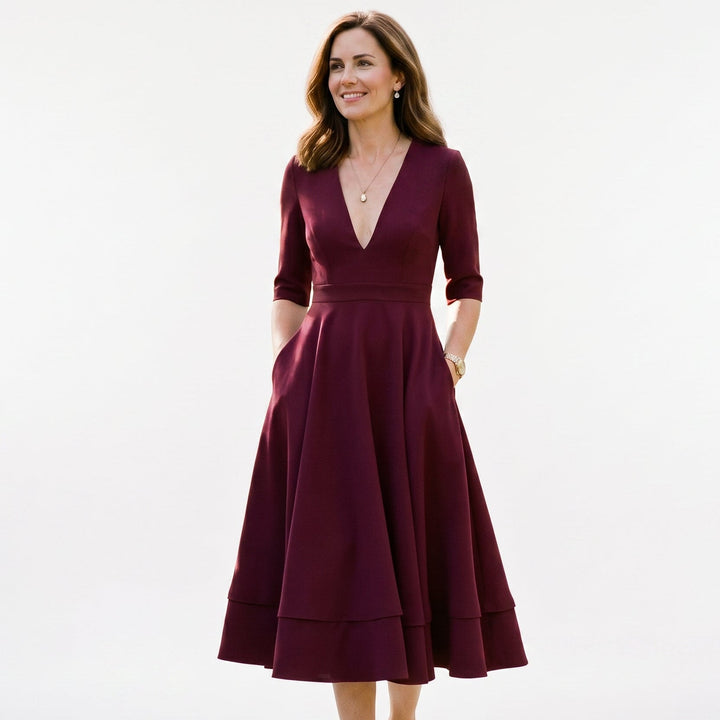 Lydia - Elegant White Midi Dress for Timeless Style