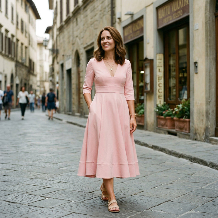 Lydia - Elegant White Midi Dress for Timeless Style