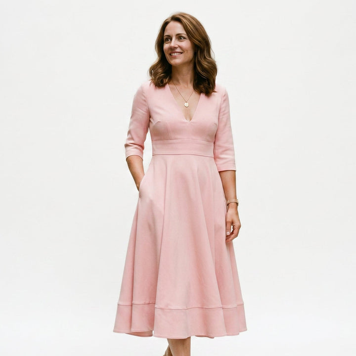 Lydia - Elegant White Midi Dress for Timeless Style