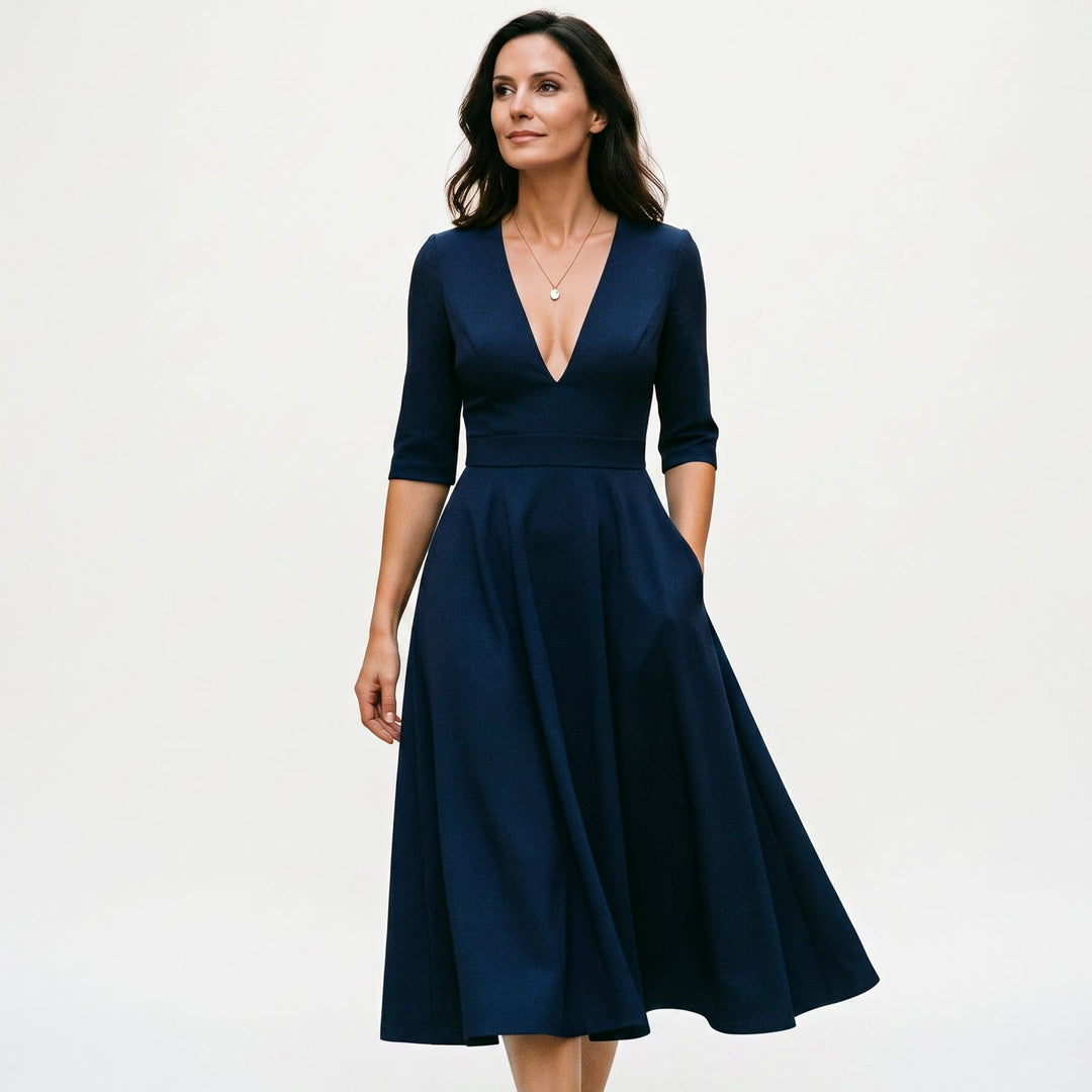 Lydia - Elegant White Midi Dress for Timeless Style