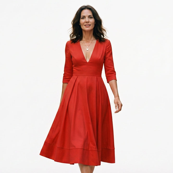 Lydia - Elegant White Midi Dress for Timeless Style