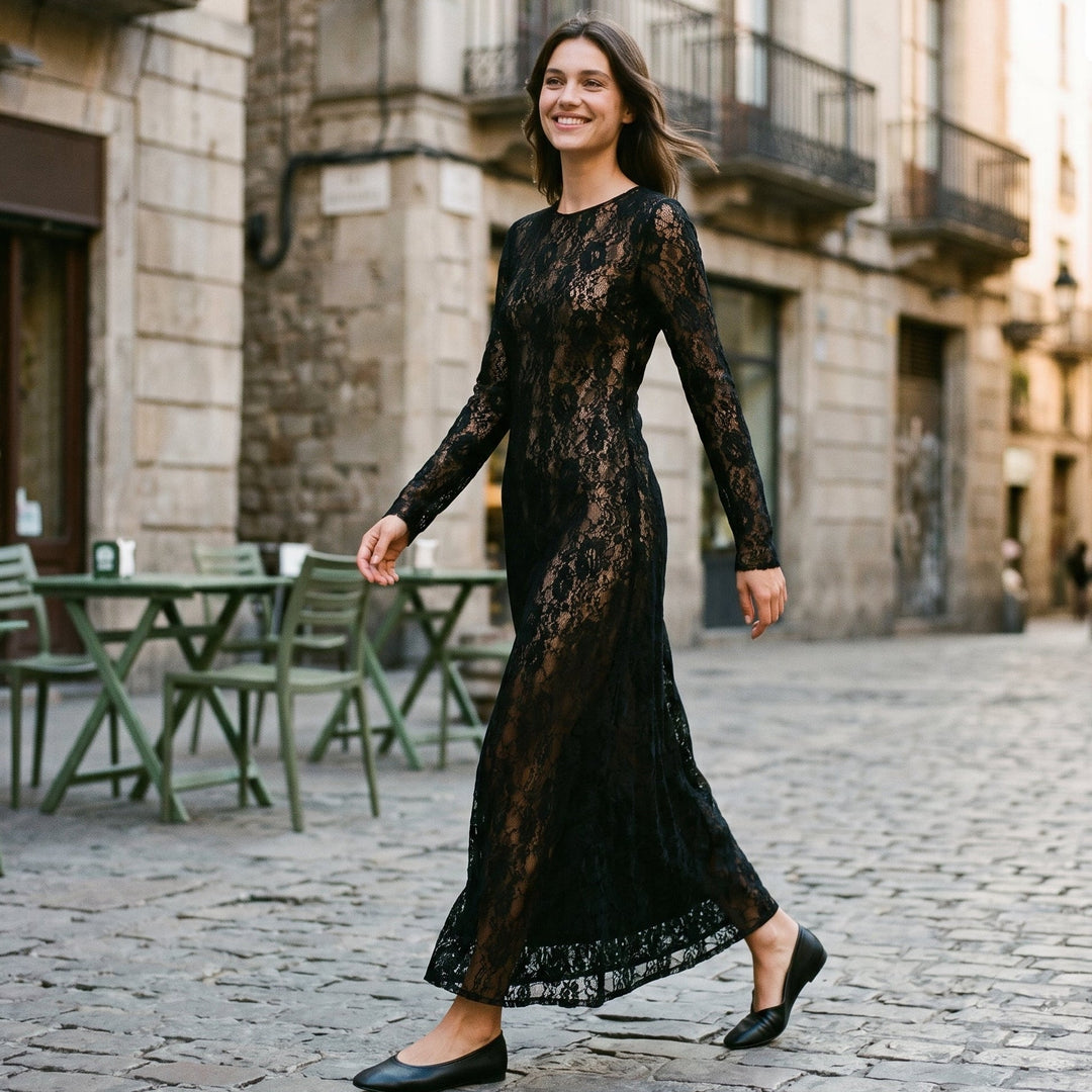 Maddie - Elegant Black Lace Formal Dress