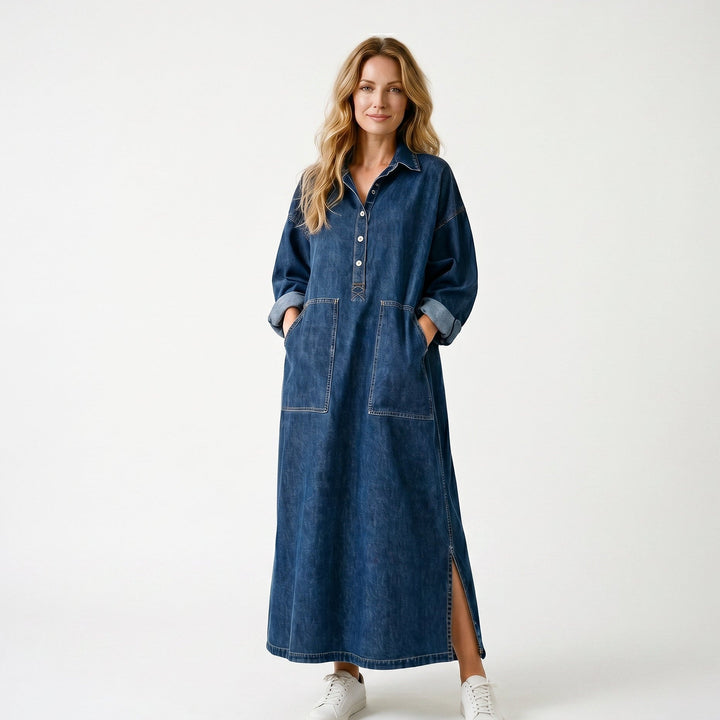Margot - Oversized Denim Maxi Dress for Women