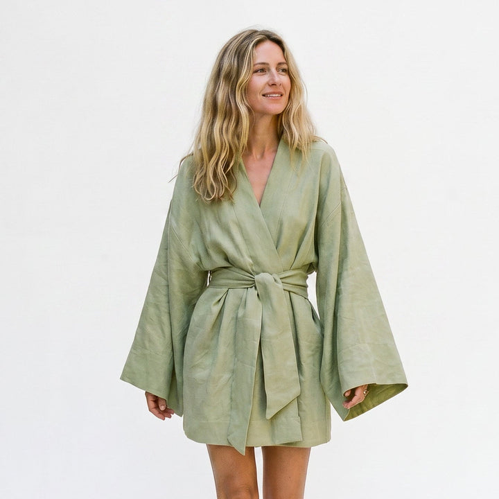 Mia -  Chic Lightweight V-Neck Summer Dress with Long Sleeves