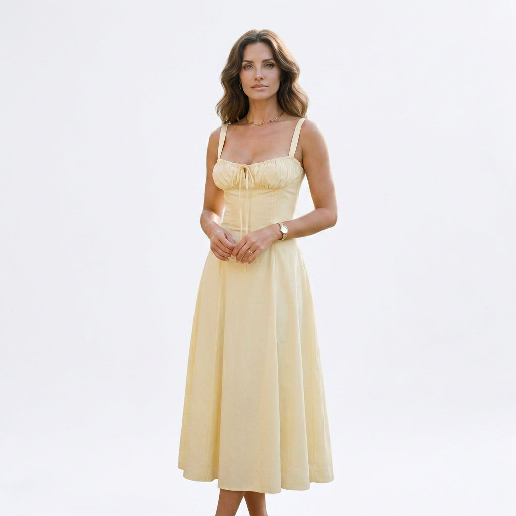 Elegant Floral Corset Summer Dress for Wedding Guests