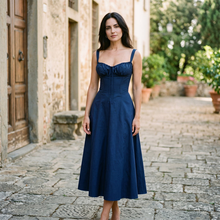 Elegant Floral Corset Summer Dress for Wedding Guests