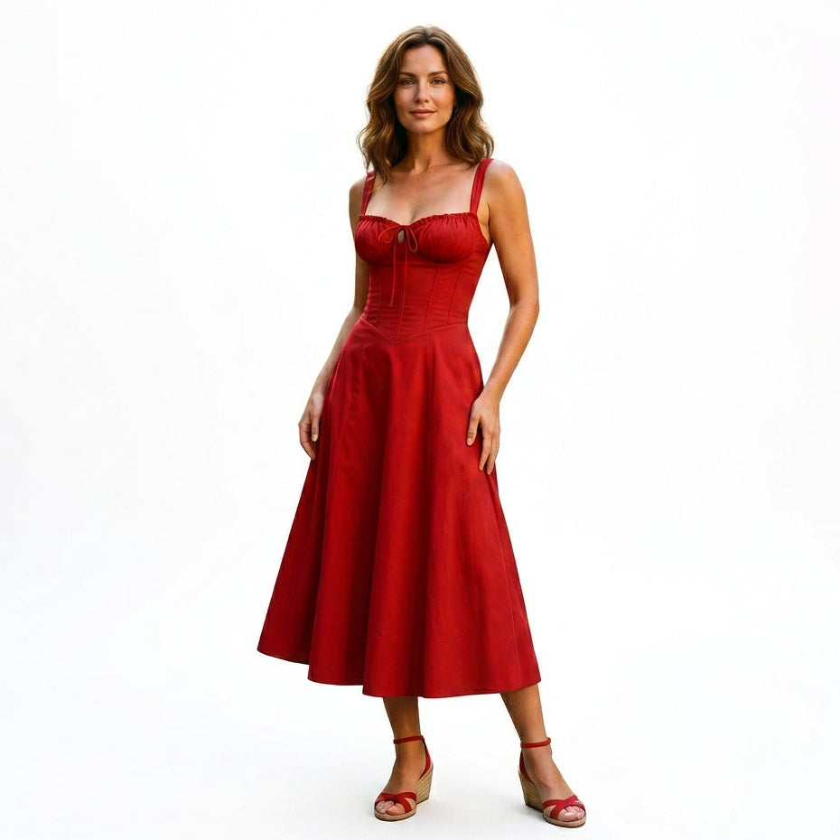 Elegant Floral Corset Summer Dress for Wedding Guests