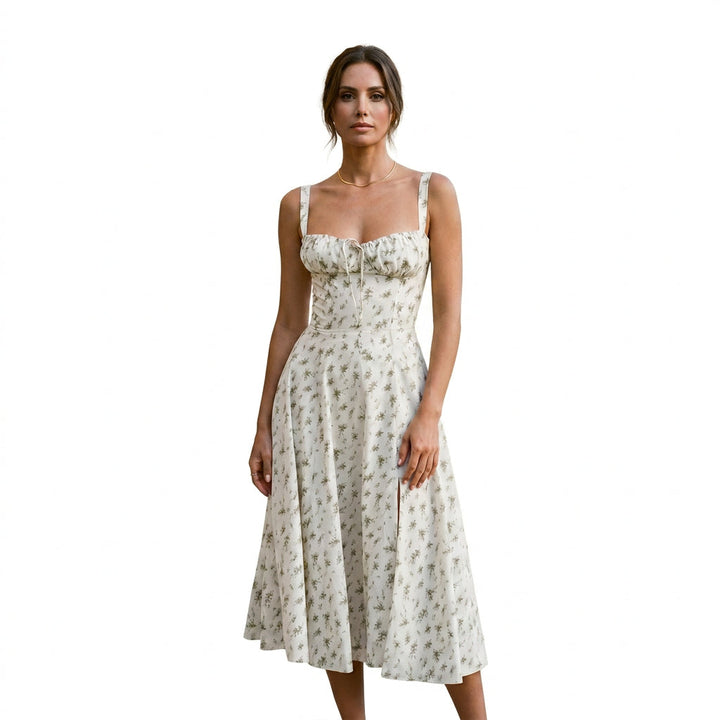 Elegant Floral Corset Summer Dress for Wedding Guests