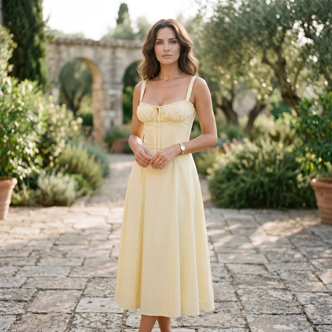 Elegant Floral Corset Summer Dress for Wedding Guests