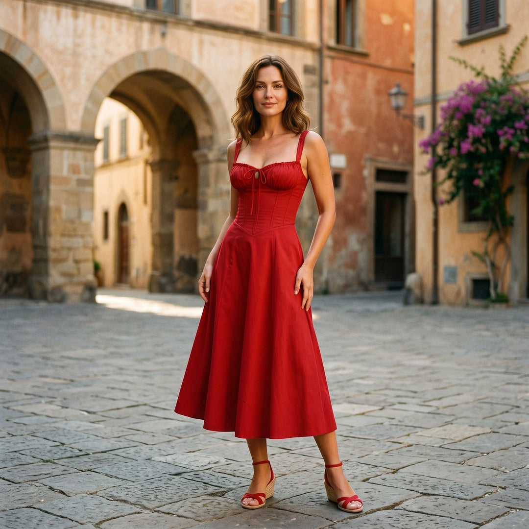 Elegant Floral Corset Summer Dress for Wedding Guests