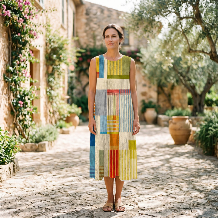 Vibrant Geometric Womens Dress for Summer Elegance
