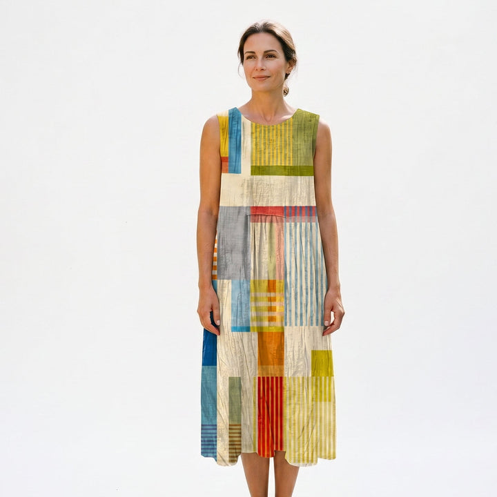 Vibrant Geometric Womens Dress for Summer Elegance