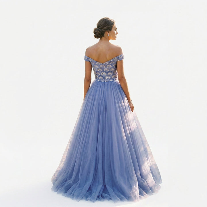 Elegant Floral Off the Shoulder Formal Dress