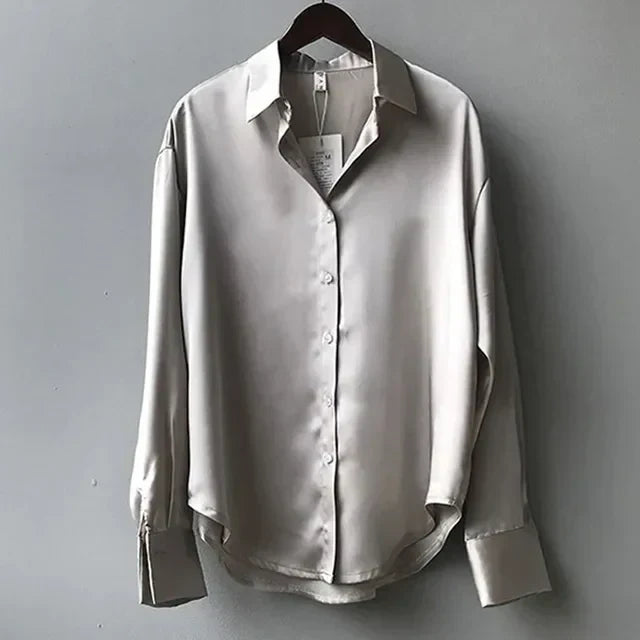 Women’s Modern Button-Down Blouse with Point Collar