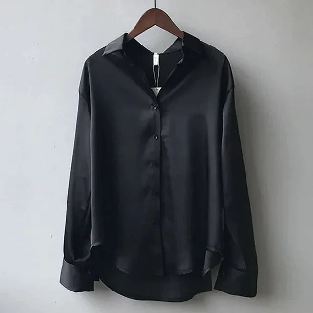 Women’s Modern Button-Down Blouse with Point Collar