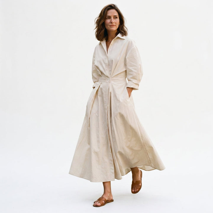 Sabrina - Elegant Midi Dress for Women in Timeless White