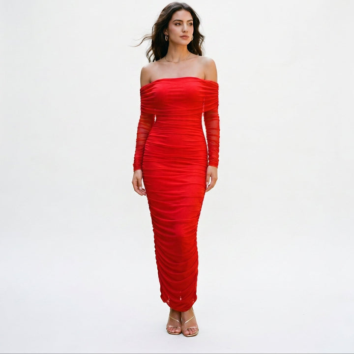 Sabrina - Elegant Off-Shoulder Maxi Dress for Women