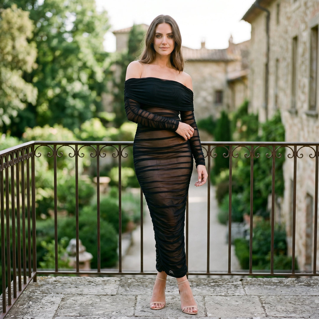 Sabrina - Elegant Off-Shoulder Maxi Dress for Women