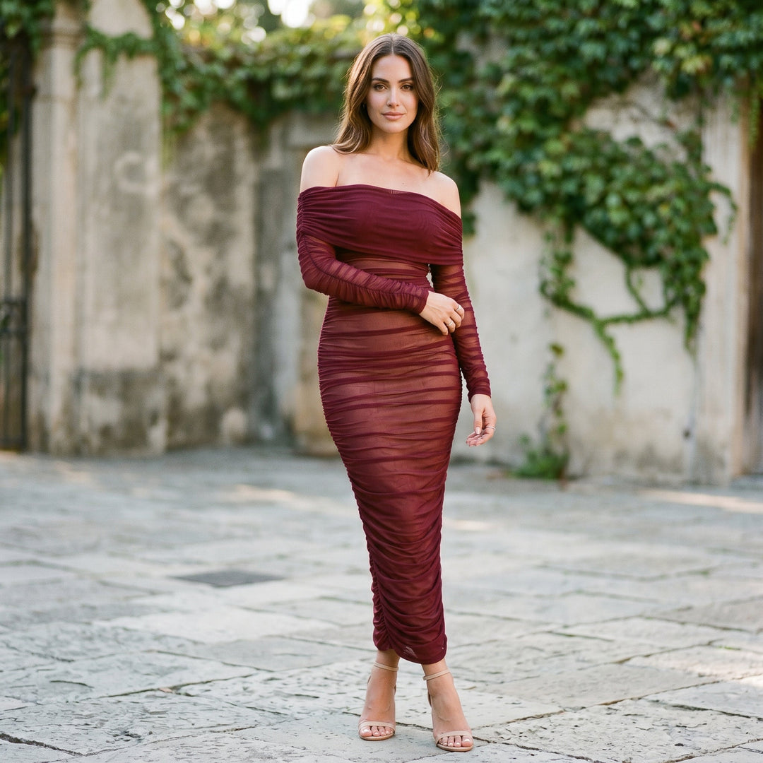 Sabrina - Elegant Off-Shoulder Maxi Dress for Women